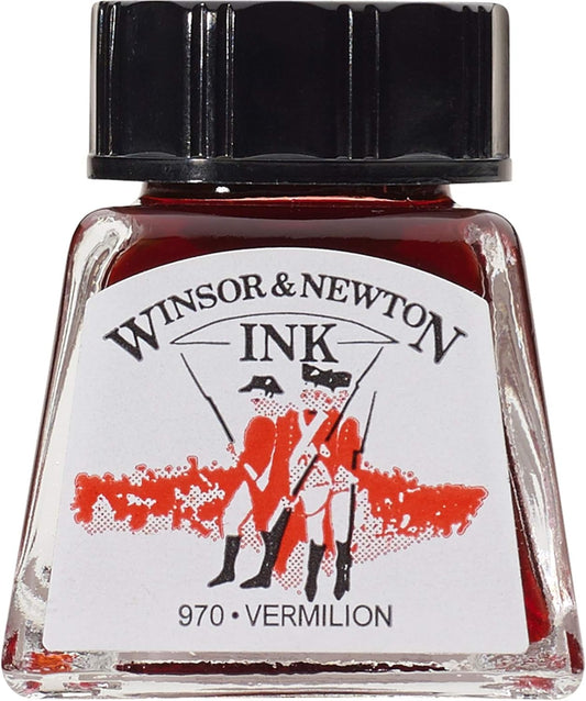 Winsor & Newton Drawing Ink, 14ml Bottle, Vermilion