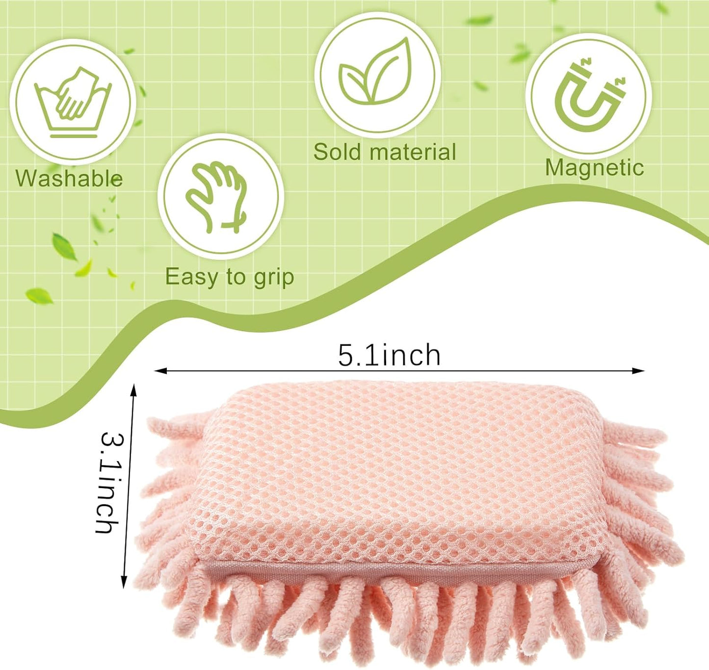 Zonon 4 Pieces Dry Erase Eraser Microfiber Shag Washable Whiteboard Eraser for Markers, Chalk, Classroom, Home and Office(Pink, Green, Gray)