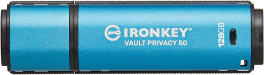 Kingston IronKey Vault Privacy 50 128GB Encrypted USB | FIPS 197 | AES-256bit | BadUSB Attack Protection | Multi-Password Options | IKVP50/128GB