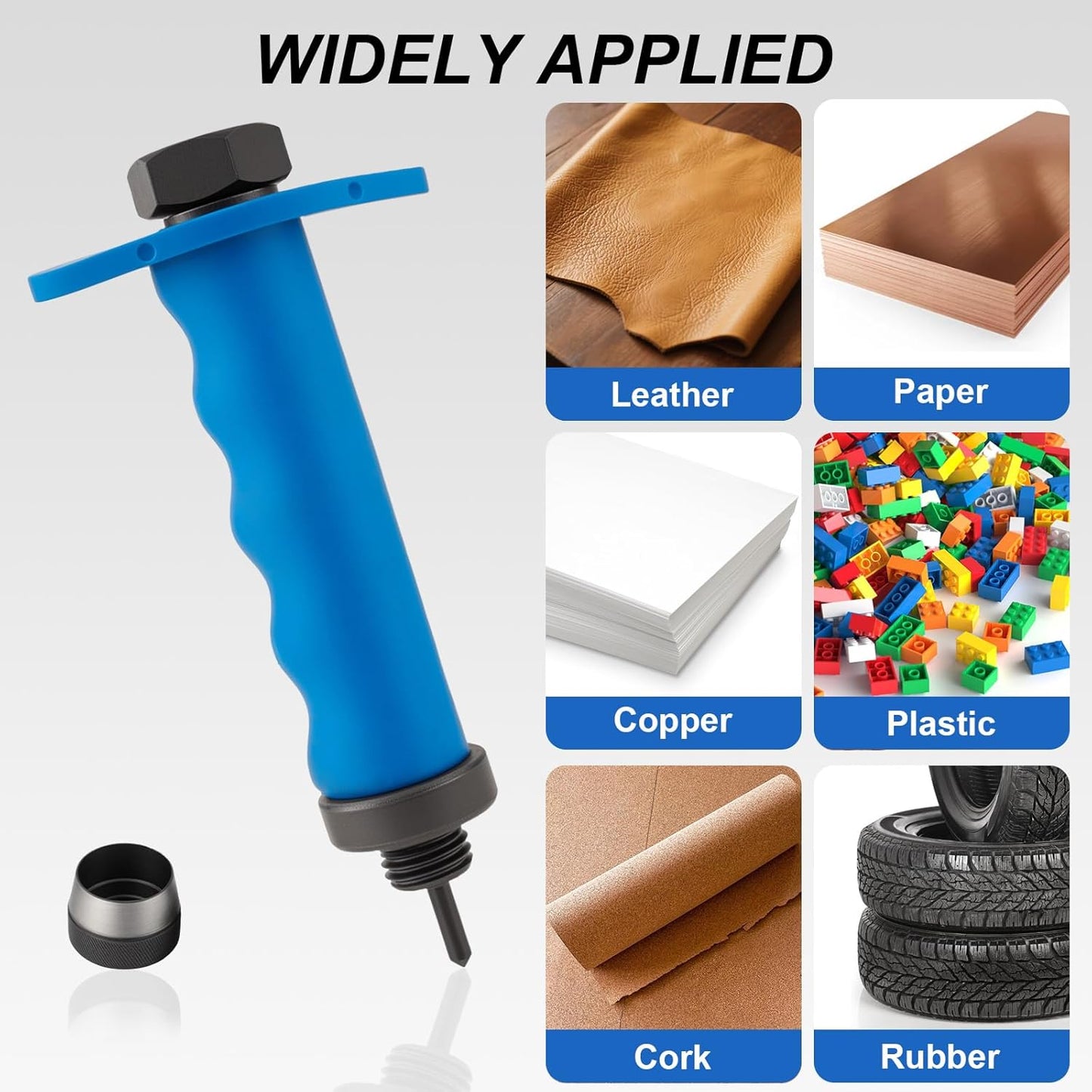 Hollow Punch Set, 14pcs Premium Leather Hole Punch Kit with Pin Point Punch Shaft, Gasket Cutting Puncher for Leather, Rubber & Plastic, 3/16" to 1-3/8"