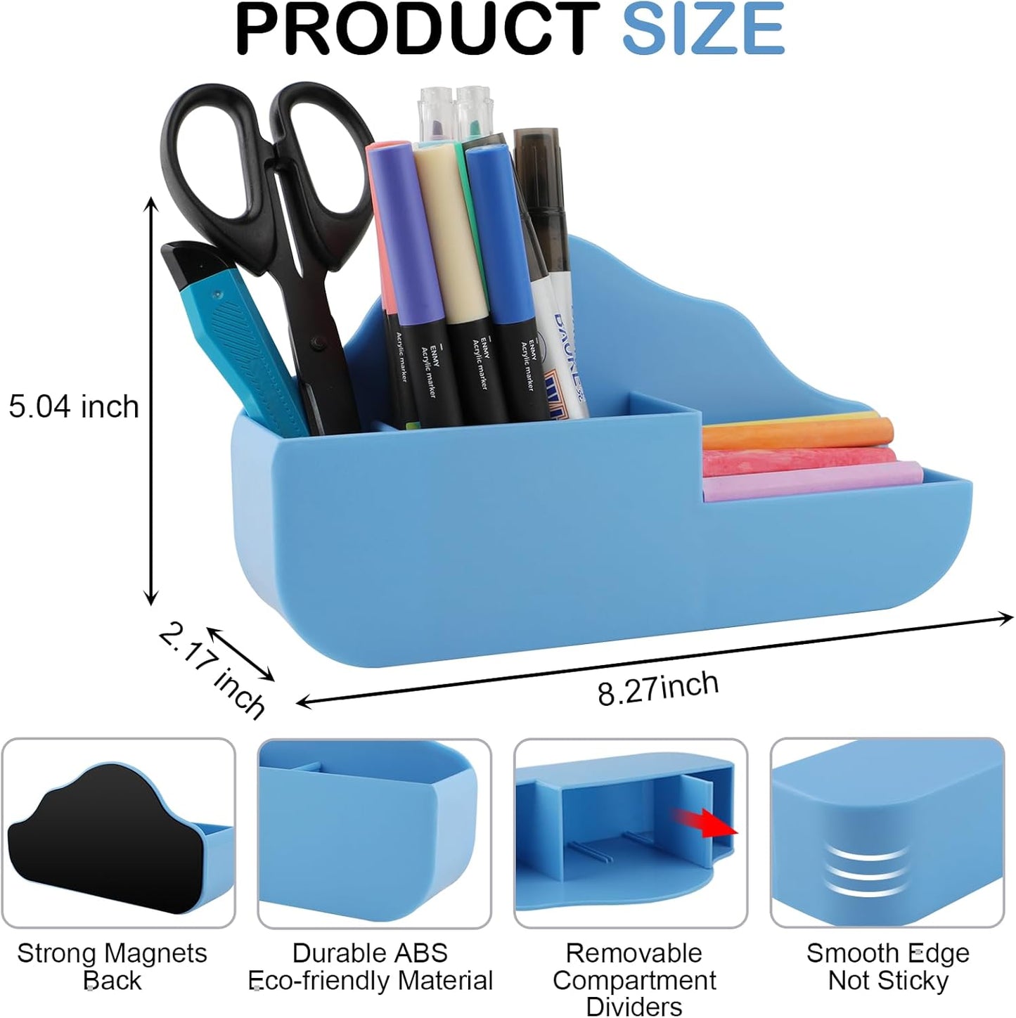 Magnetic Pen Holder,3 Compartments Magnetic Dry Erase Marker Holder,Extra Strong Magnet Storage Marker Pen Pencil Organizer for Refrigerator,Whiteboard,Locker Accessories(Cloud Style)