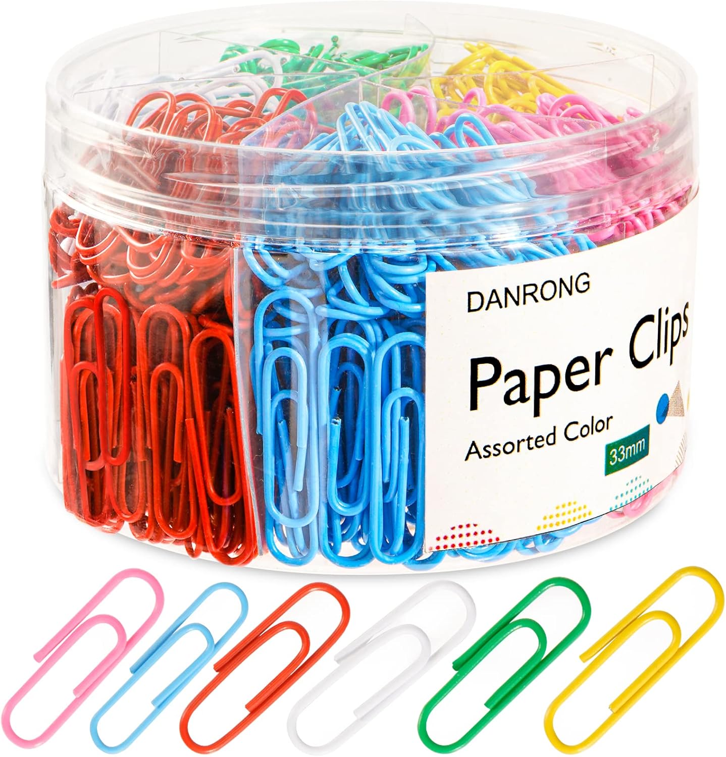 Colored Paper Clips,560 Pcs Medium 1.3 Inch (33 mm) Paper Clips Great for Office School Supplies Colorful Paperclip