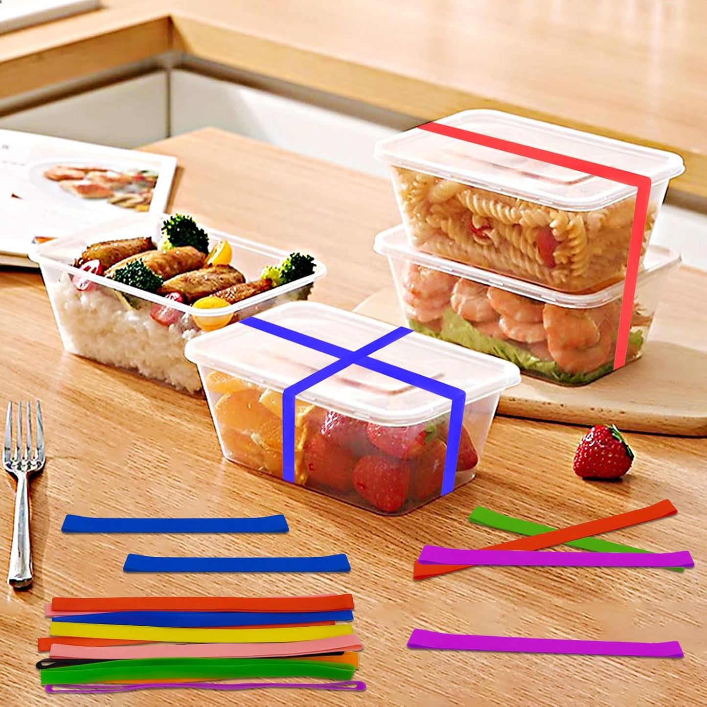 32Pcs Silicone Rubber Bands 3Sizes Elastic Rubber Wrapping Bands Thick Colorful Silicone Rubber Band for Books,Art,Exercise,Crab Traps,Cooking Boxes Wraps,Wallet Card,Office Supplies(Random Color)