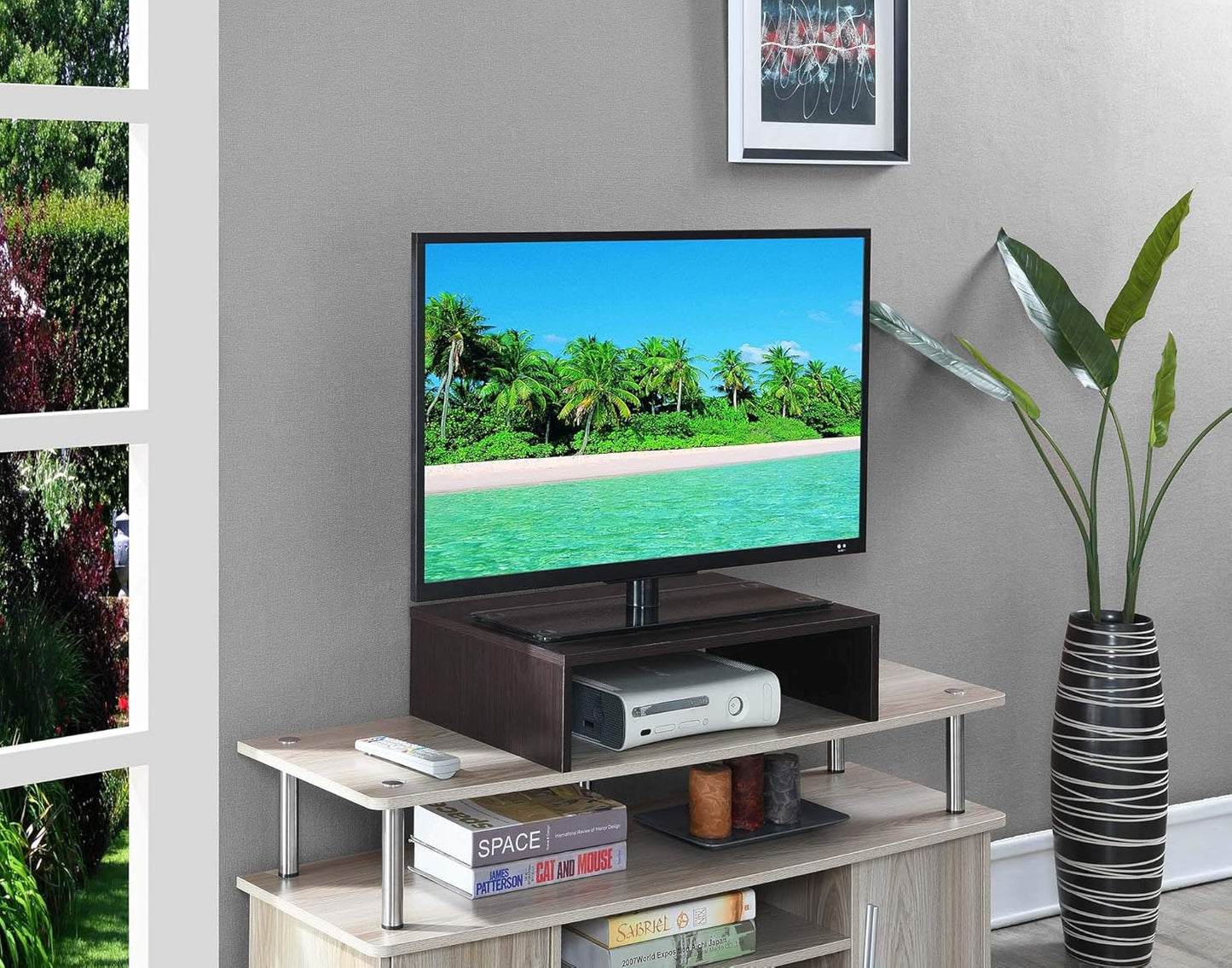 Convenience Concepts Designs2Go Small 23.75", 26" Contemporary TV or Computer Riser for Living Room, Modern Office, Den, Espresso