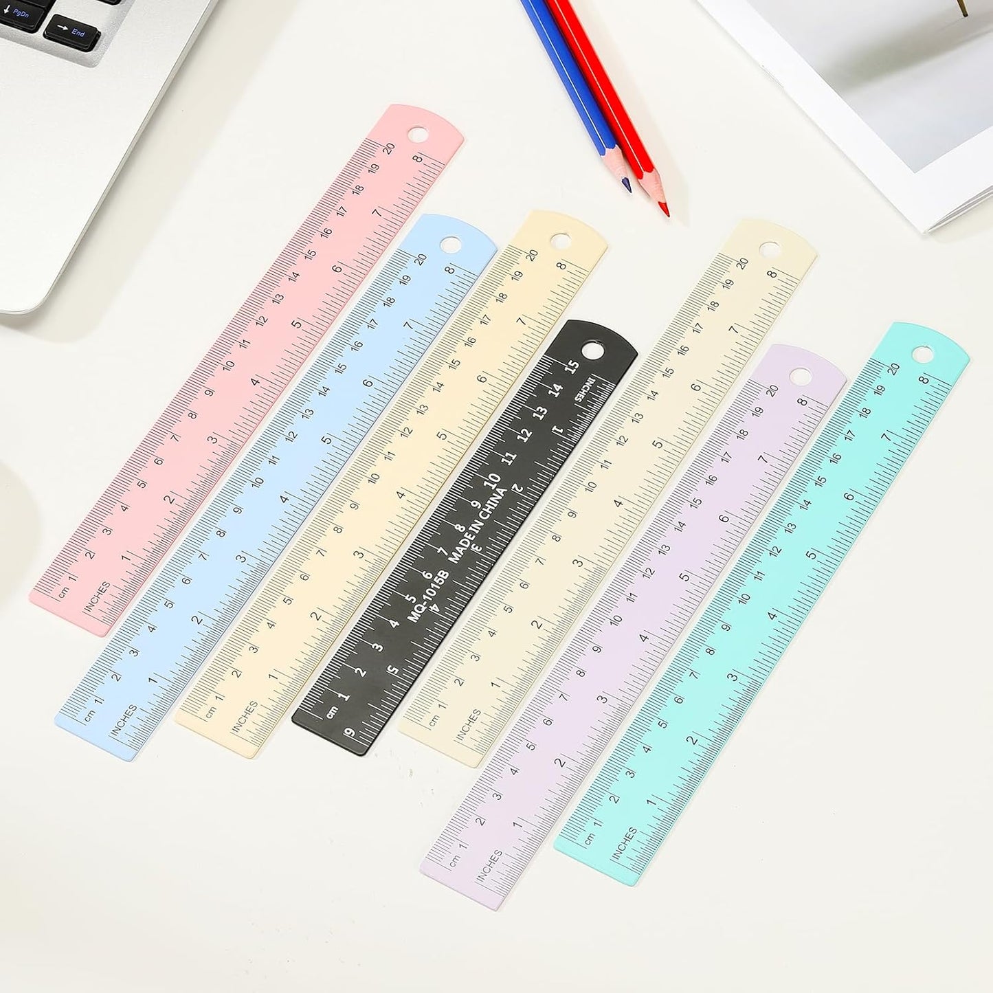 PATIKIL 30cm/12 Metal Ruler, 2 Pack Aluminum Alloy Rulers with Centimeters, Millimeters, Inches and Conversion Table Straight Edge Ruler for Writing Machinist Drafting, Blue
