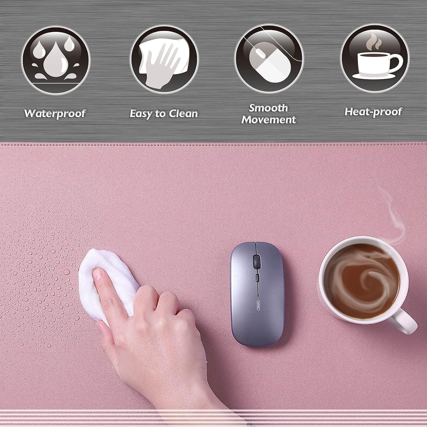 K KNODEL Desk Mat, Blotter, Dual-Sided Office Desk Pad, Waterproof Desk Mat for Desktop, Desk Blotters, PVC Leather Pad Protector (Purple, 35.4" x 17")