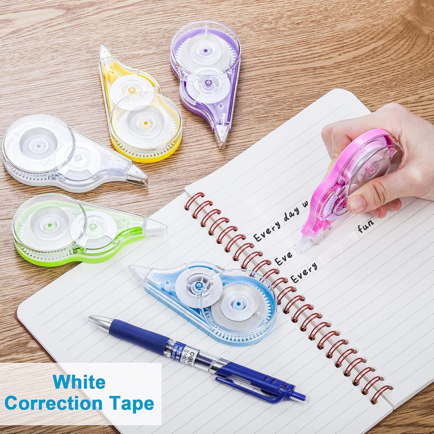 Nicunom 36 Pack White Correction Tape, 39 Feet Correction Tapes Easy To Use Applicator for Instant Corrections School Office Supplies, Colorful