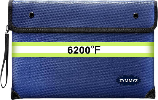 6200℉ Fireproof and Waterproof Document Pouch with Water Resistant Zipper,9 Layers of Heat Insulated Materials Fireproof Envelopes for Important Documents,Valuables