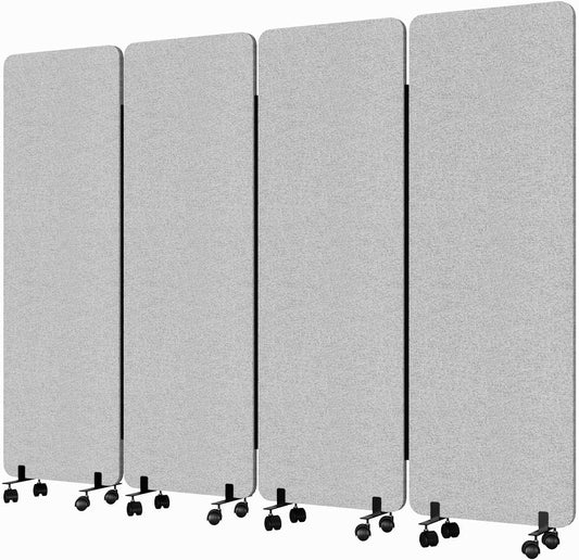 Soundproof Room Divider W/Wheels, 66in Office Dividers for Sound Proofing & Reducing, Sound Proof Dividers for Office Partitions Portable Temporary Wall Acoustic Wall Divider (Dark Grey, 4 Panel)