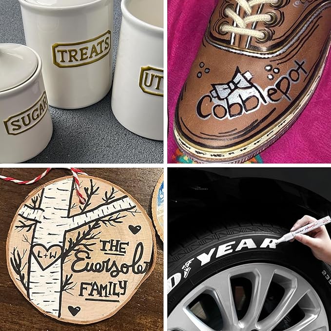 Overseas Green Paint Pens Permanent Markers 24 Pcs, Oil Based Paint Markers Set, Quick Drying, Waterproof, Medium Tip Marker Pens for Metal, Rock, Wood, Plastic, Canvas, Glass, Stone, Rubber, Paper