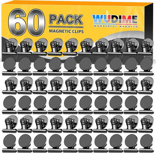 60 Pack Fridge Magnets Refrigerator Magnets, Black Magnetic Clips Whiteboard Magnets, Magnetic Clips Heavy Duty, Clips Magnet for Photo Displays, Home, Office, Classroom
