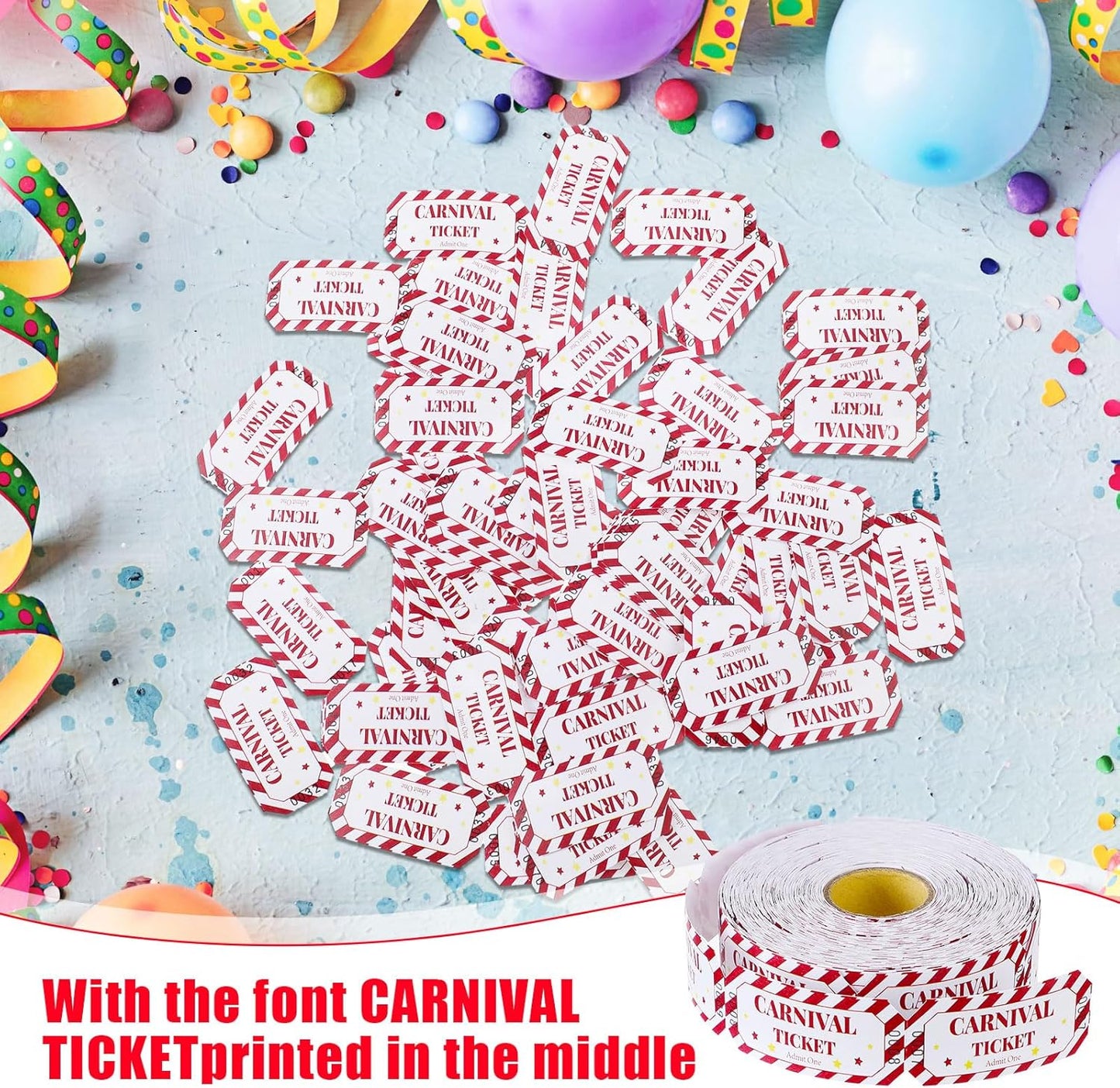 TaoBary 2 Rolls 1000 Pcs Free Drink Ticket Roll Raffle Party Tickets for Events Wedding and Parties(Carnival)