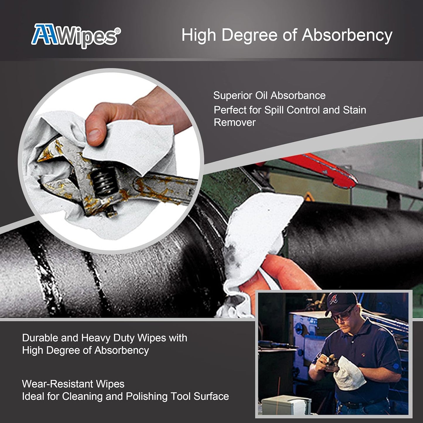 AAwipes Cleanroom Wipes 6" x 6" (Bag of 300 Pcs, Grade A, 68 GSM) Lint Free Wipes Cellulose/Polyester Wipers for Lab, Electronics, Pharmaceutics, Electronics, Printing, Semiconductor etc. (NW06806)