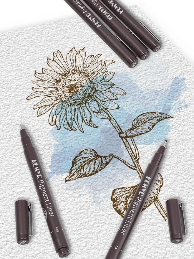 10 Micro Fine liner Drawing Art Pens Calligraphy Pens: 0.05mm-1.0mm Size Art supplies Waterproof Archival brown Ink Markers For Artists,Use for Professional Watercolor,Sketching