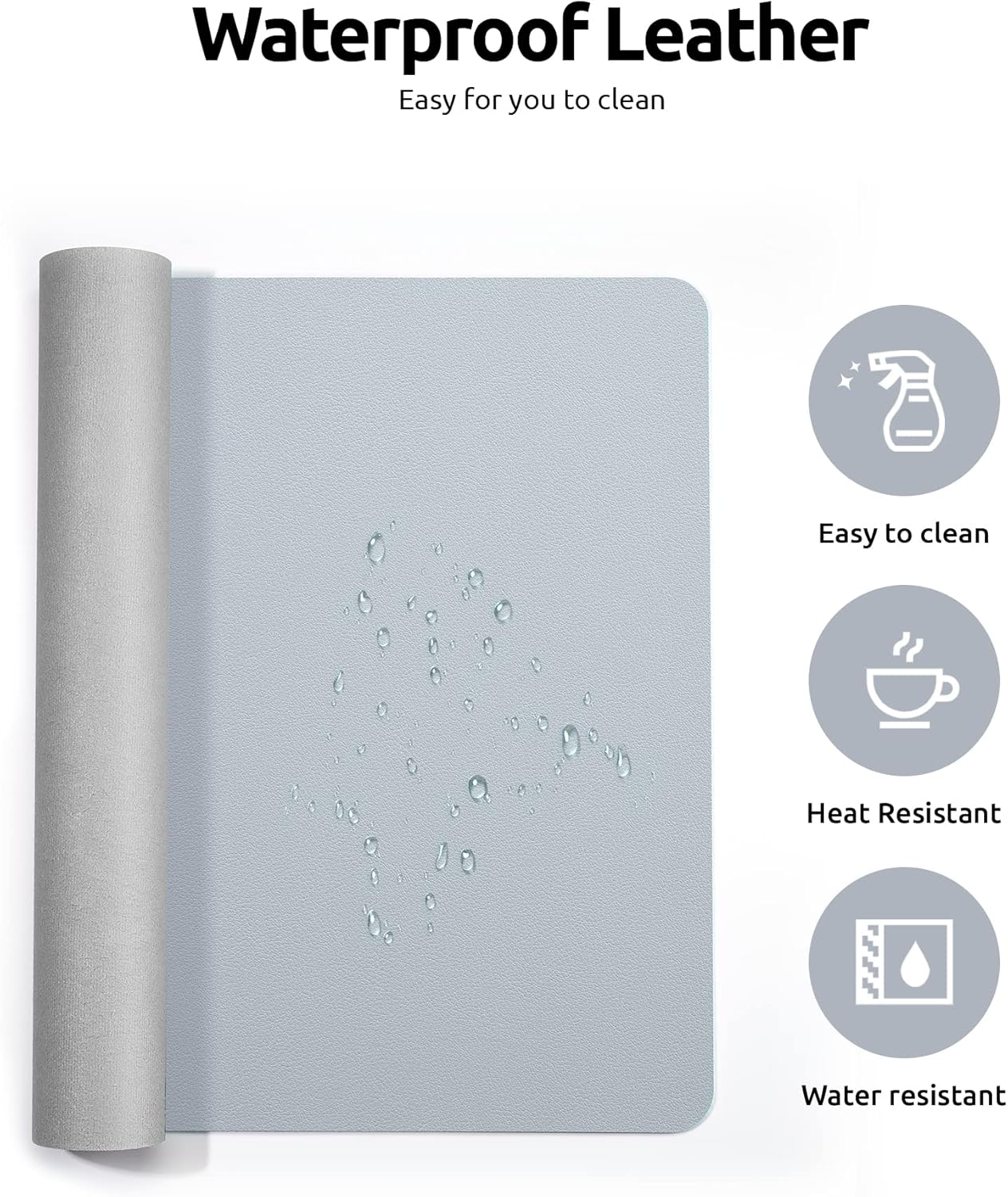 YSAGi Leather Desk Pad Protector, Office Desk Mat, Large Mouse Pad, Non-Slip PU Leather Desk Blotter, Laptop Desk Pad, Waterproof Desk Writing Pad for Office and Home (Light Grey, 23.6" x 13.8")