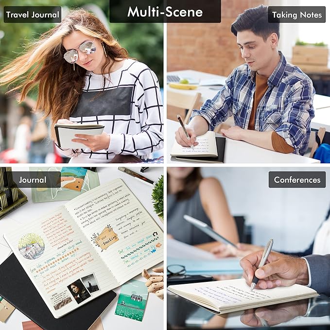 feela 16 Pack Soft Cover Journal Bulk, Lined Notebooks College Ruled for Work for Women Girl Writing, Blank Travel Journal Note Taking Notebook School Business Supplies, 8.2” x 5.5”, A5, Black