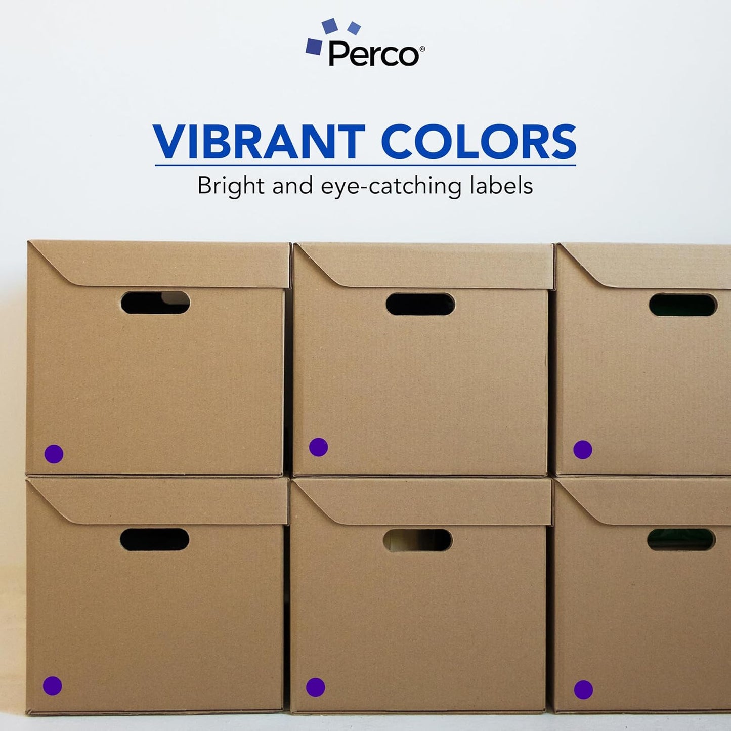 Perco Purple 1-Inch Round Circle Dot Sticker Labels - Multi-Roll Pack (3 Rolls, 1,000 Labels Each) - Permanent Adhesive, Vibrant Colors, Strong Hold - Perforated for Easy Use - Made in USA