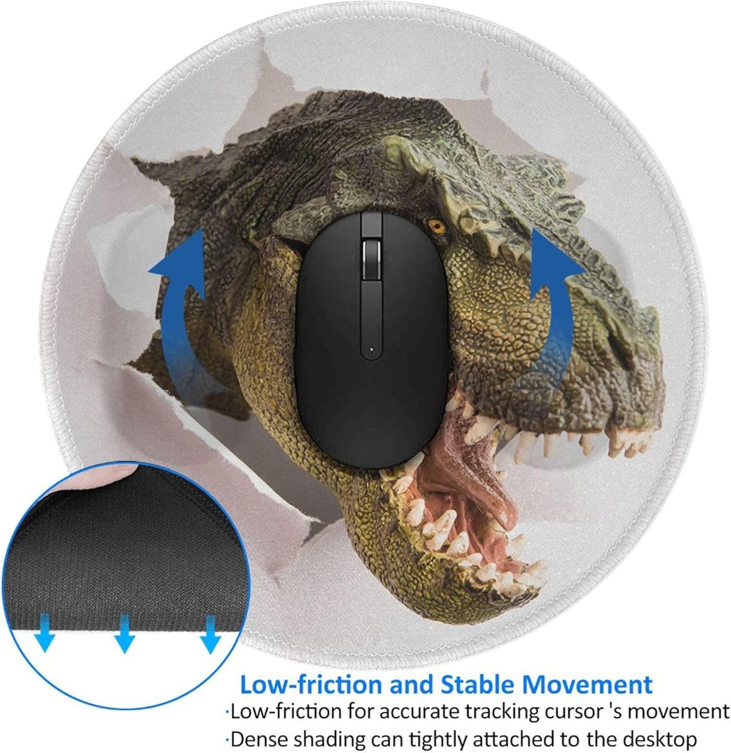 Dinosaur White Mouse Pads Mousepad, Anti-Slip Rubber Mouse Mat Desk Pad for Gaming Office Laptop Computer