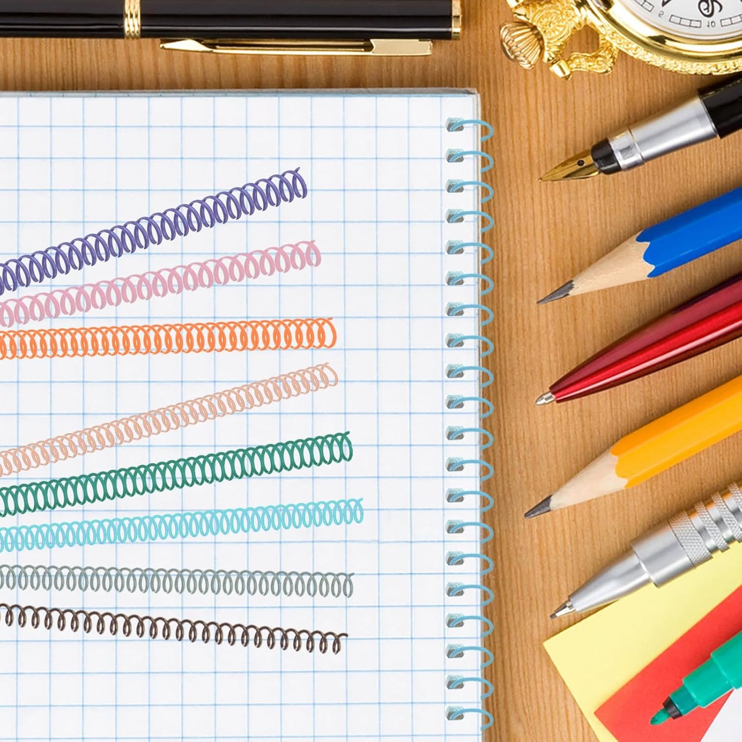 120 Pack Plastic Spiral Binding Coils Binder Binding Spirals Rings Multi Size Spiral Binding Wire Combs Spines Coils, 4:1 Pitch (Pastel Color, 5/16 Inch)