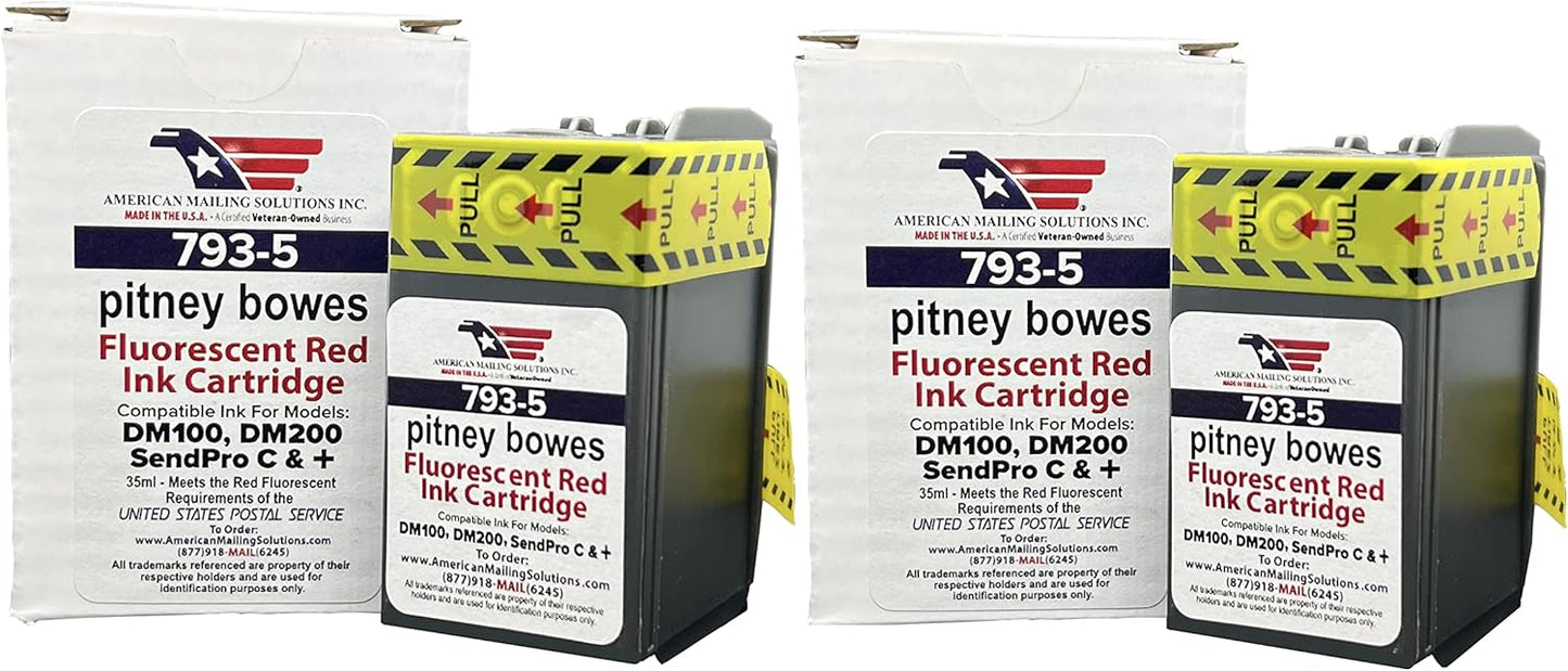2-Pack | PB 793-5 Fluorescent Ink Cartridge Replacement for: SendPro 300, C200, C300, C400, C425 - DM Series P700, DM100, DM100i, DM125i, DM150i, DM175i, DM200L, DM225 Postage Meters