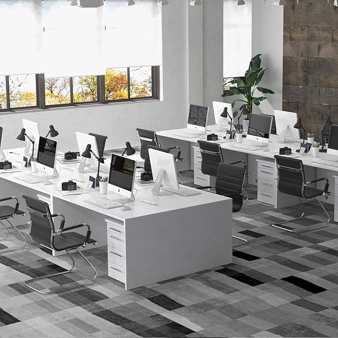 Reception Chairs No Wheels Leather Conference Chair Heavy Duty Back Support Office Guest Chair, Set of 2 (Black)