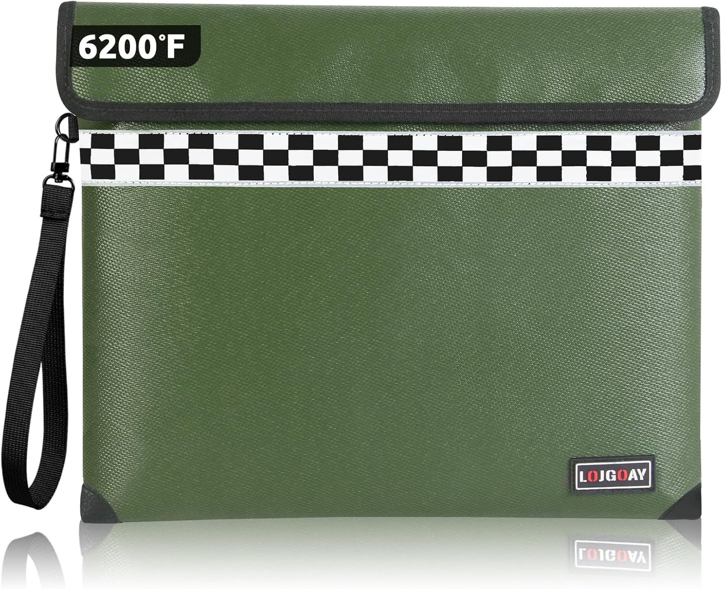 Upgraded 6200°F Fireproof Document Bag with Fireproof Zipper, Fireproof Bag with Reflective Strip/Hand Strap, 9 Layers of Heat Insulated Materials, Fireproof Money Bag for Cash,13x11"Fireproof Pouch