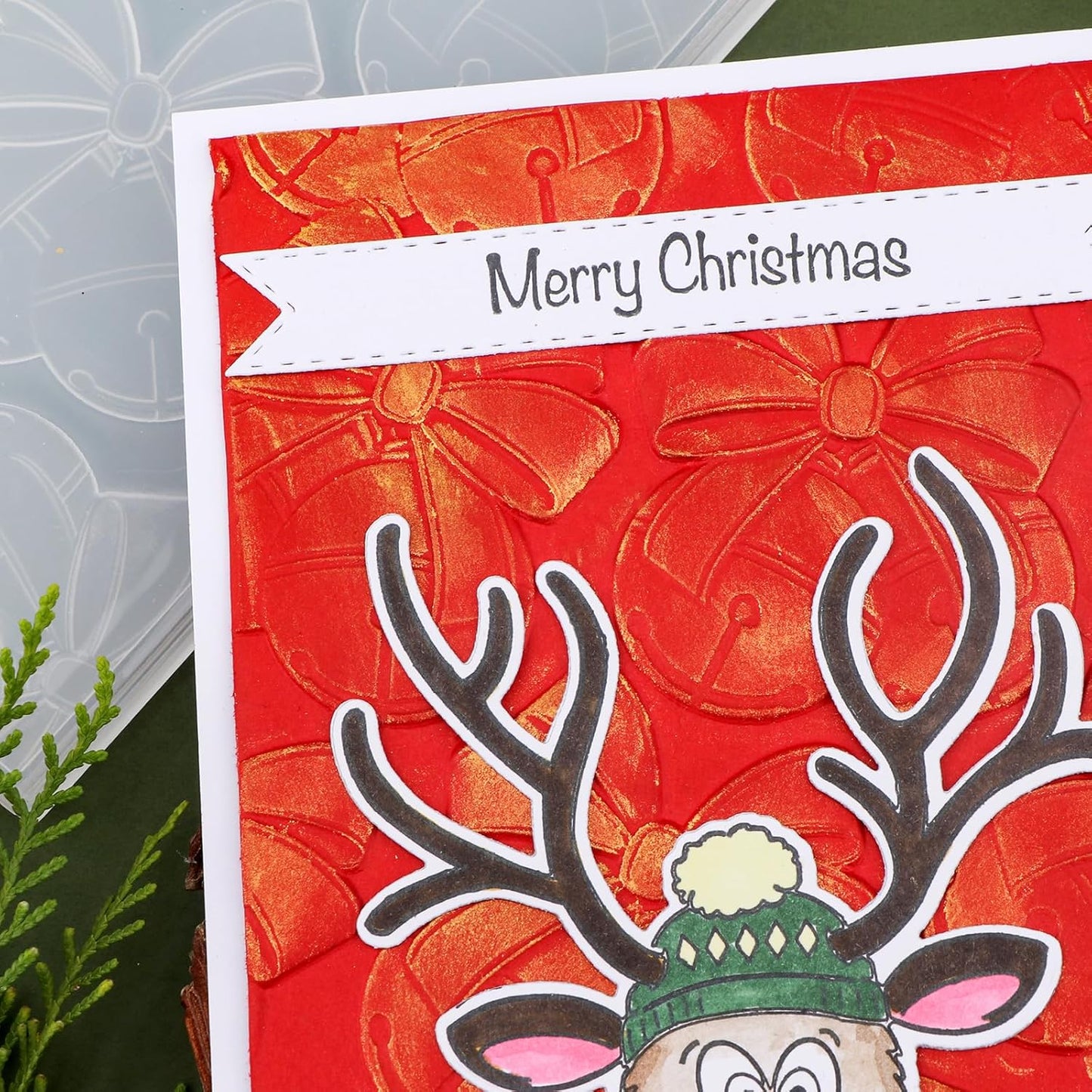 BAOFALI 3D Christmas Theme Plastic Embossing Folders Jingle Bells for DIY Scrapbooking Photo Album Card Paper Craft Decoration for Card Making,Embossing Template Paper Card Embossing Stencil