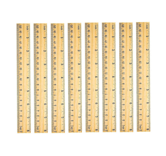 72 Pack Wooden Ruler 8 Inch Rulers Bulk Wood Measuring Ruler Office Ruler 2 Scale