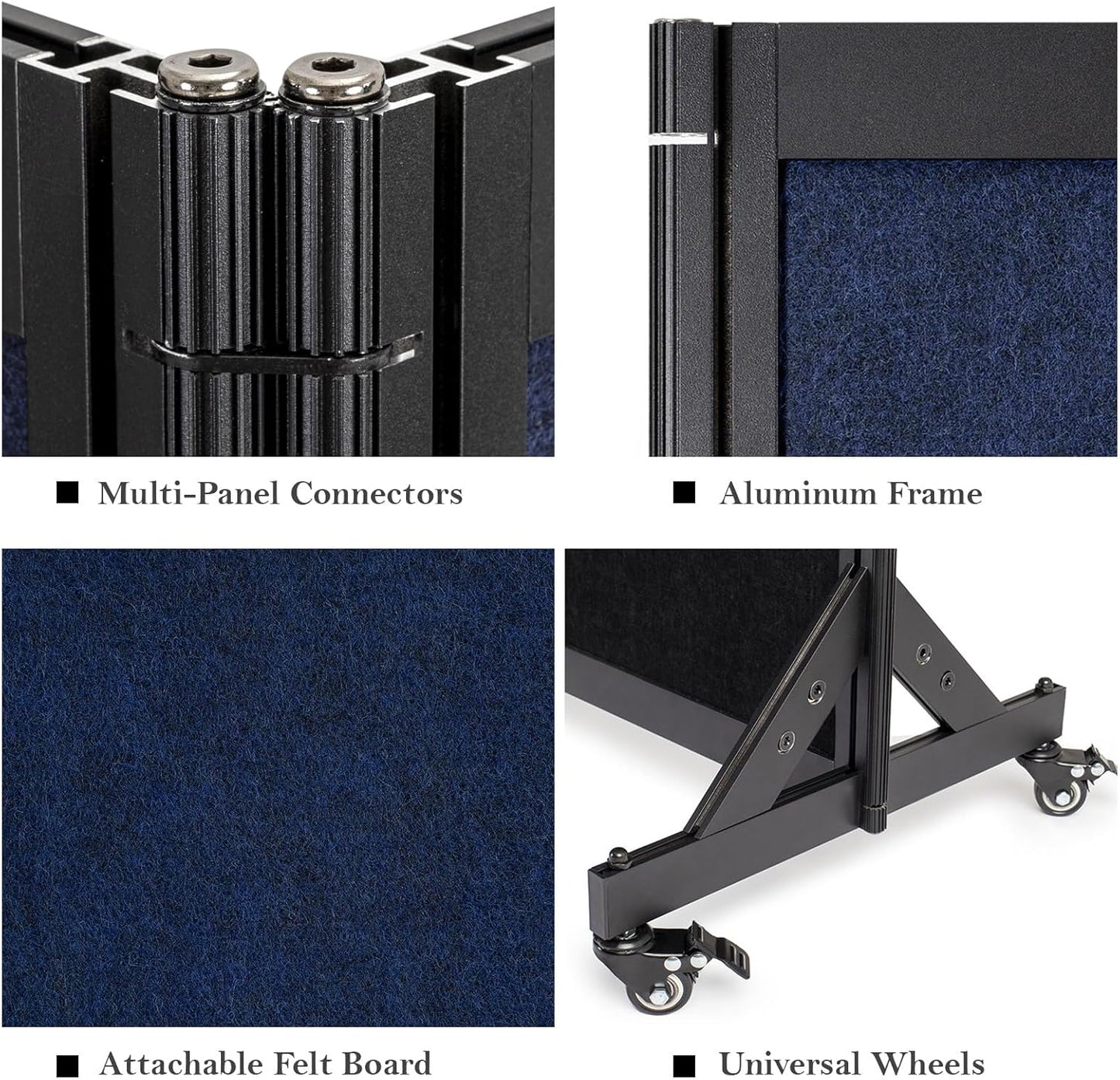 Room Partition,Office Divider,Portable Commercial Screen Dividers,Privacy Partition Separator,Classroom School Dividers,8'5"L* 6'7"H,4 Panel,Blue