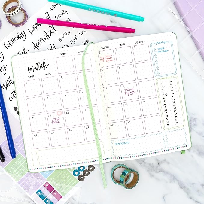 PAPERAGE Dotted Journal Notebook, (Blush), 160 Pages, Medium 5.6 in x 8 in - 100 GSM Thick Paper – Hardcover Journaling Notebook for Work, School & Bullet Journaling