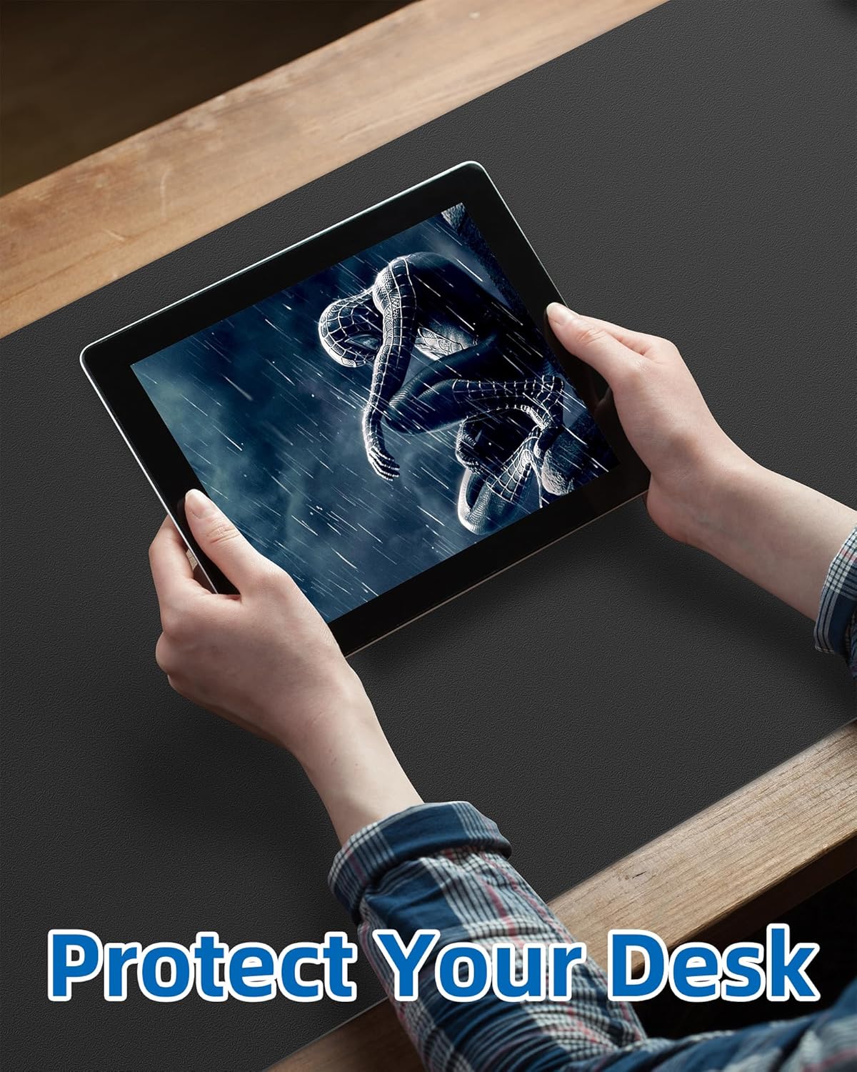 Leather Desk Pad Blotter,Mouse Pad,Office Desk Mat, Non-Slip PU Leather Desk mat,Large Desk mat,Waterproof Keyboard mat for Office/Home/Decor (Black,31.5" x 15.7")