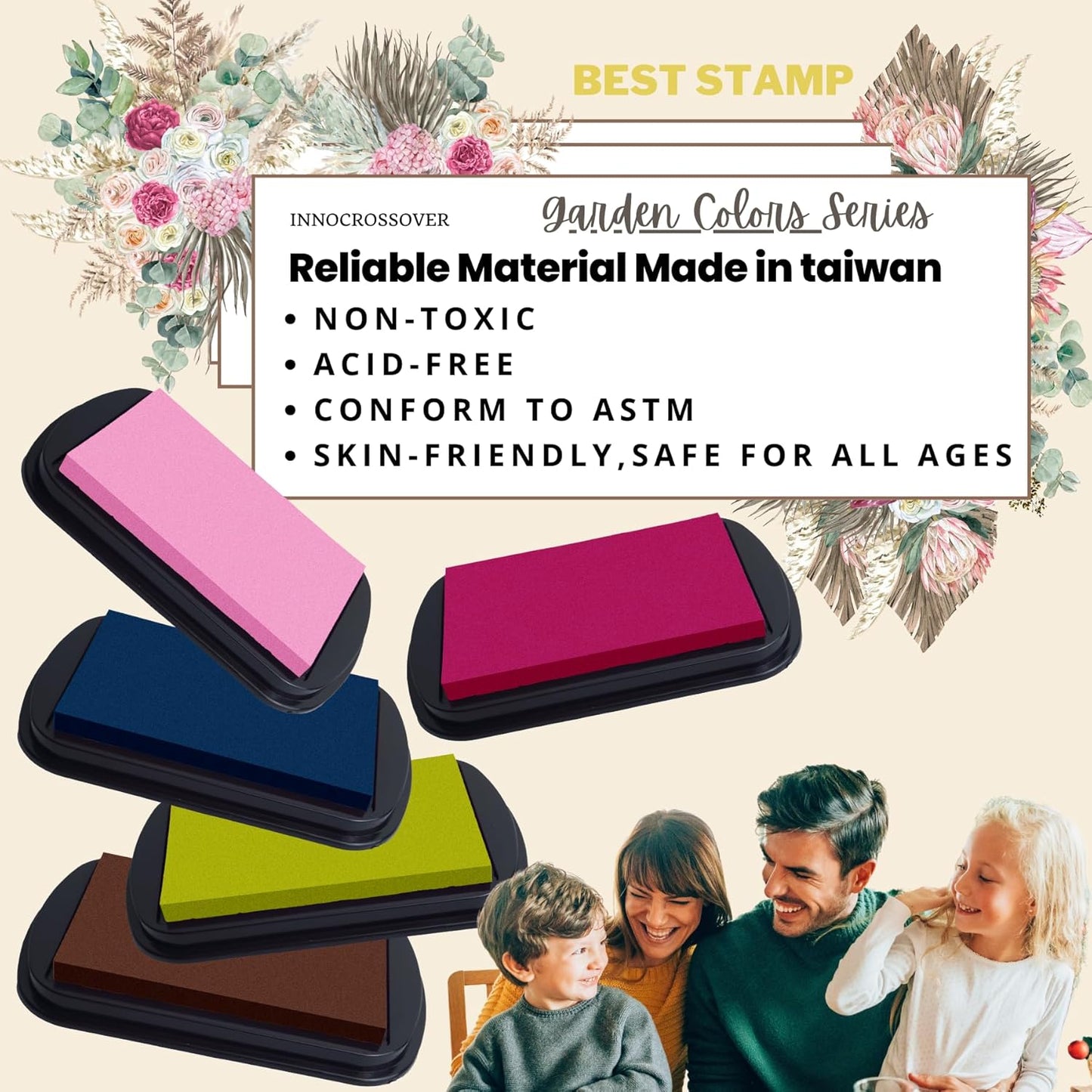 Washable Ink Pad, Stamps for Kids, Kids Crafts, Paw Print Kit, Baby Footprint Kit, Stamp Pads on Scrapbooking, Fingerprint Ink Pad, Easy to Wash Off Skin| Large | Safe Non-Toxic (Fuchsia)