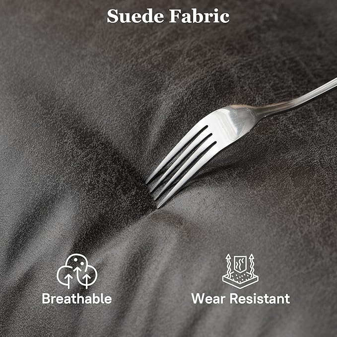 Mid Century Modren Big and Tall Office Chair,Large Ergonomic Executive Chair for Heavy Duty People, Computer Desk Task Chair with Wheels, Faux Lether Fabric Wide Chair for Home Sturdy,Grey