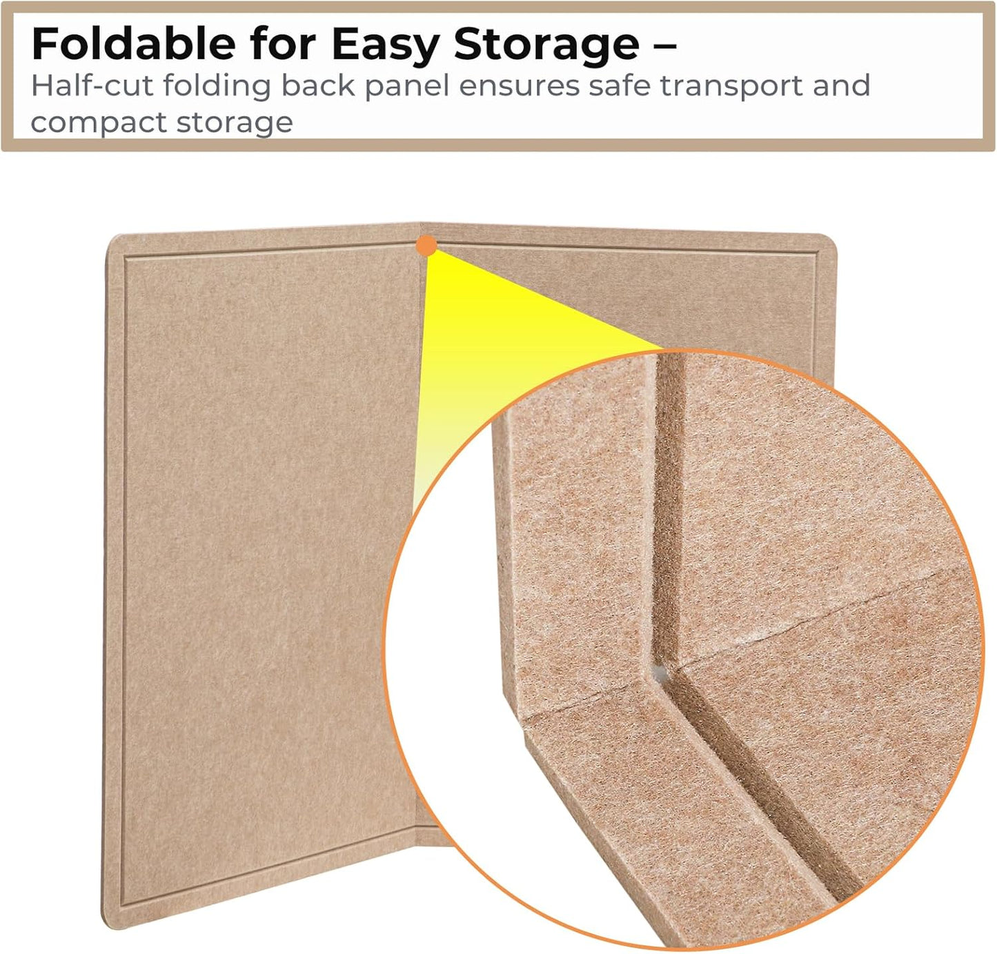 Foldable Large Felt Bulletin Board for Wall 72"x 48", Decorative Picture Framed Display Board with Self-Adhesive Tape for School, Home, Kitchen & Office Walls, Includes 30 Pins, Oatmeal