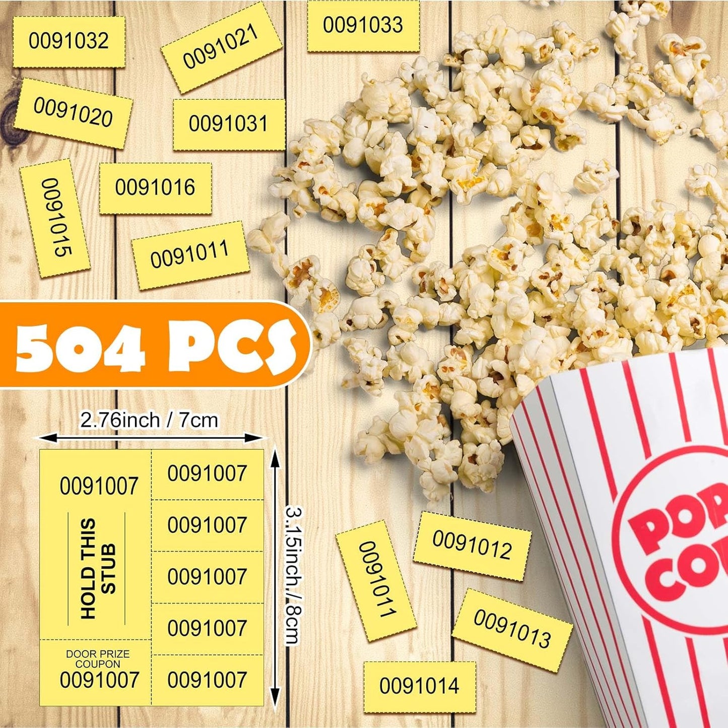 Kosiz 504 Sheets 5 Bid Raffle Ticket with Different Numbers Per Sheet Chinese Auction Tickets for Events Church Basket Auction Silent (Dark Yellow)