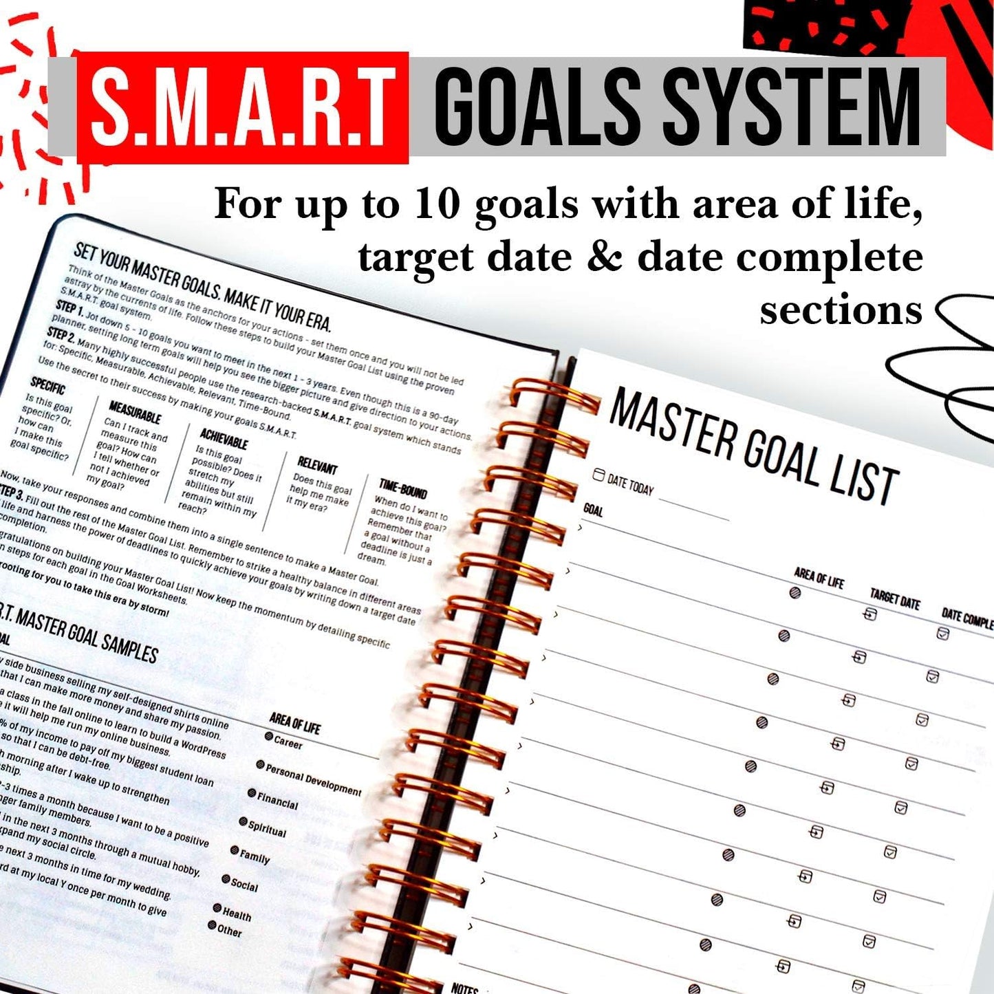 This Is My Era 90 Day Planner, Undated Weekly and Monthly Planner, Life Organizer | Goals Journal, Undated Agenda, Leather & Hard Cover Planner (1 Pack, Red)