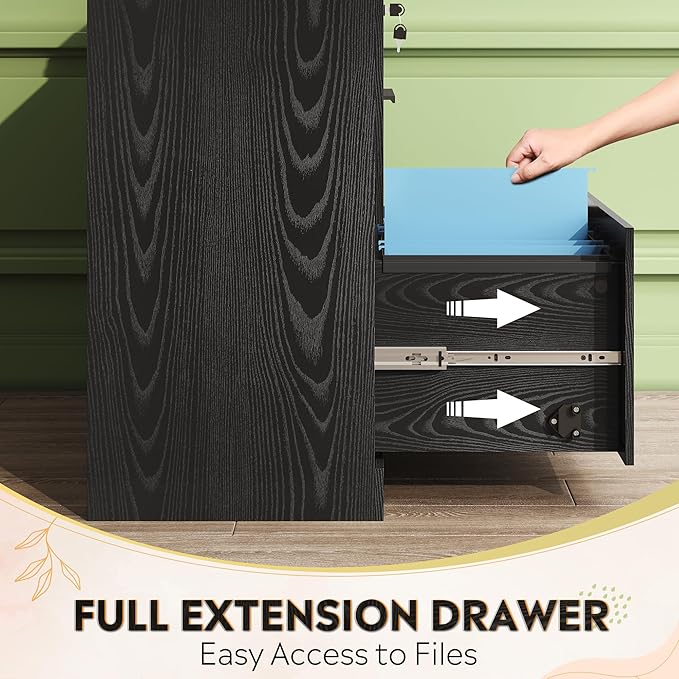 DEVAISE 2-Drawer Wood Lateral File Cabinet with Lock for Office Home, Black