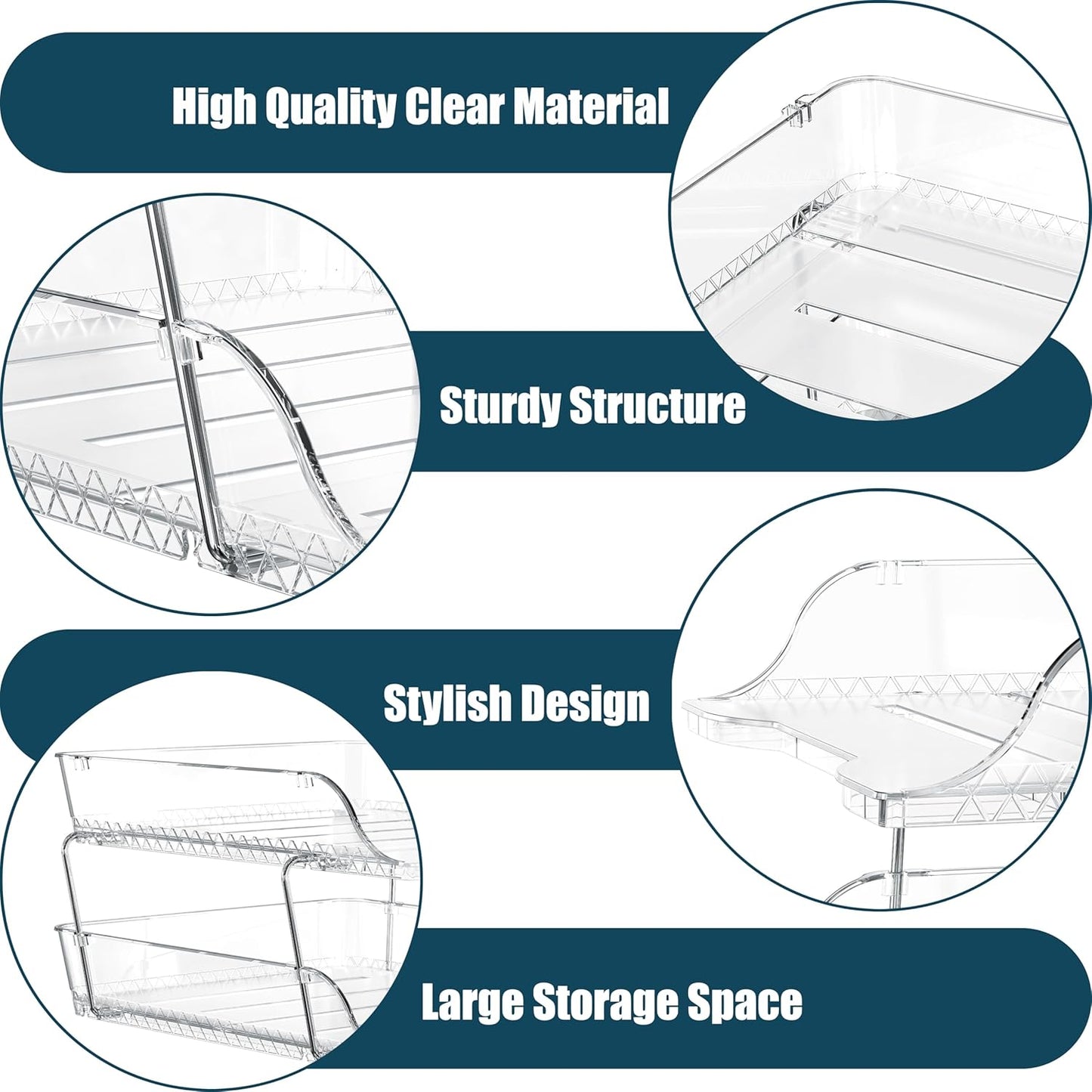 Simple Houseware 3-Tier Crystal Clear Stackable Document Letter Tray Paper Organizer – Desk Organizer for A4/Letter Size Documents, File Sorter, Paper Holder, Office Desktop File Storage, Acrylic Look