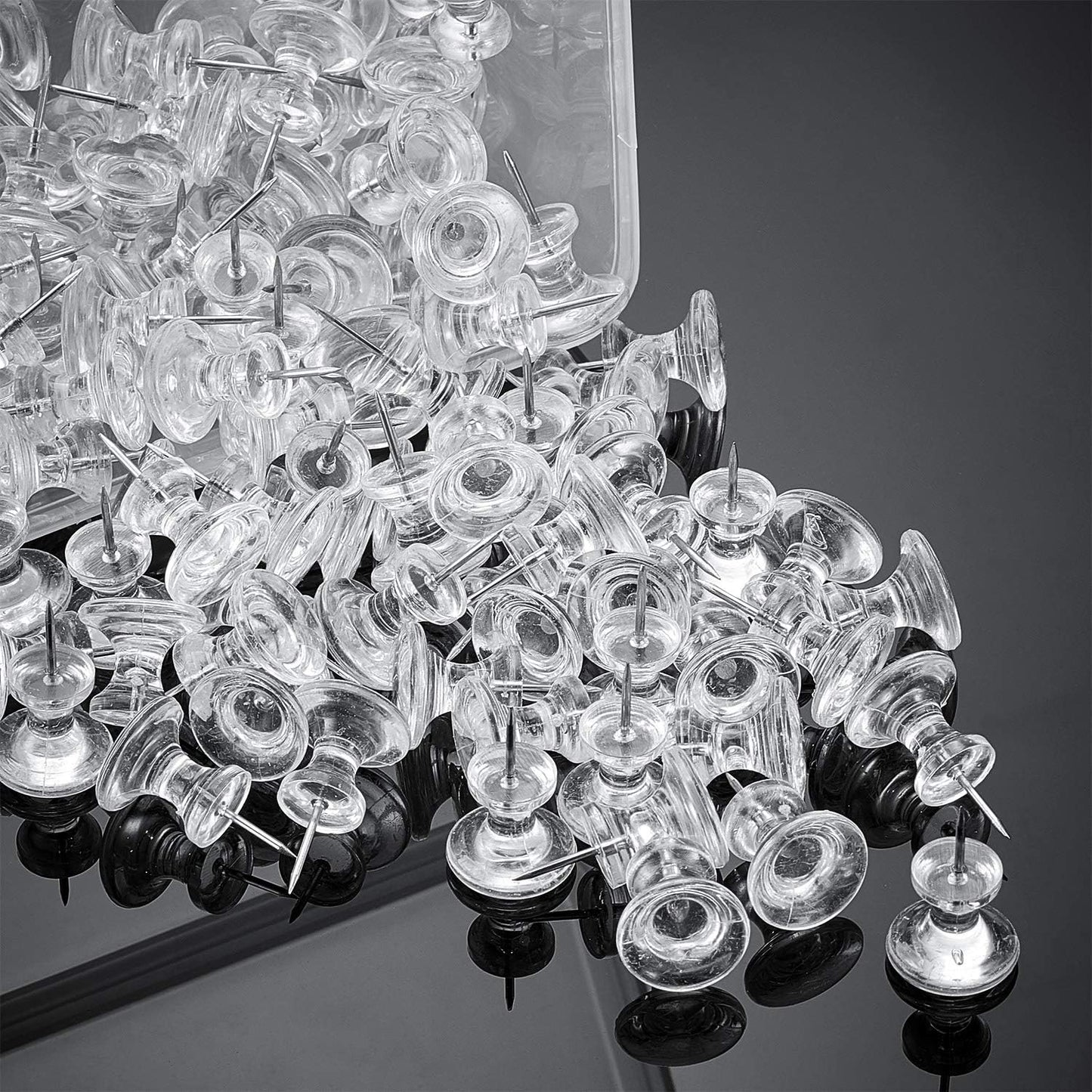 Outus 100 Pcs Giant Push Pins Large Thumb Tacks Plastic Heads 1 Inch Jumbo Push Pins for Cork Board Map Posters Office School(Clear)