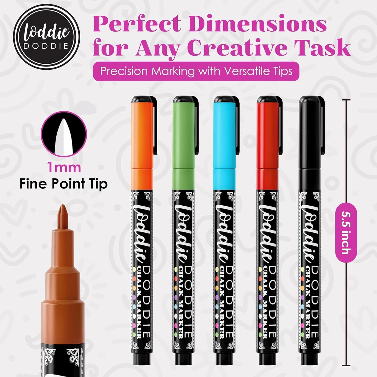Loddie Doddie Fine Liquid Chalk Markers (10-Count) - Erasable Earth Tones Chalk Markers & Pens for Chalkboard & Blackboard