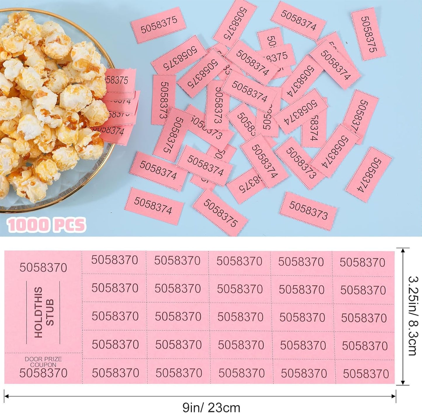 Kosiz 1000 Sheets 25 Bid Raffle Ticket Sheets Chinese Auction Tickets Numbers for Basket Events and Silent Auctions (Pink)