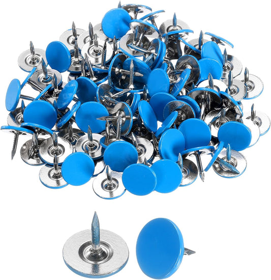 uxcell 100Pcs Upholstery Tacks, 11mmx10mm Flat Head Thumb Tack Decorative Furniture Nails Push Pins for Furniture Sofa Headboards, Blue