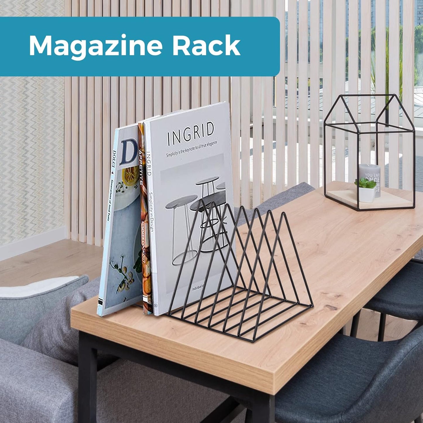 Paper Organizer for Desk - 2 Pack Office Organization Vertical File Folder Organizer for Desk Top File Sorter Rack Mail Sorter Organizer Magazine File Holder Storage Display Book Organizer Desktop