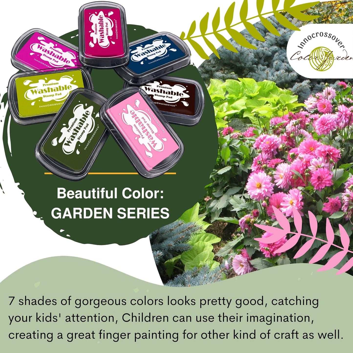 Washable Ink Pad, Best Stamps for Kids, Kids Crafts, Paw Print Kit, Baby Footprint Kit, Stamp Pads on Scrapbooking, Fingerprint Ink Pad, Easy to Wash Off Skin| Large | Safe Non-Toxic (Plum Bossom)