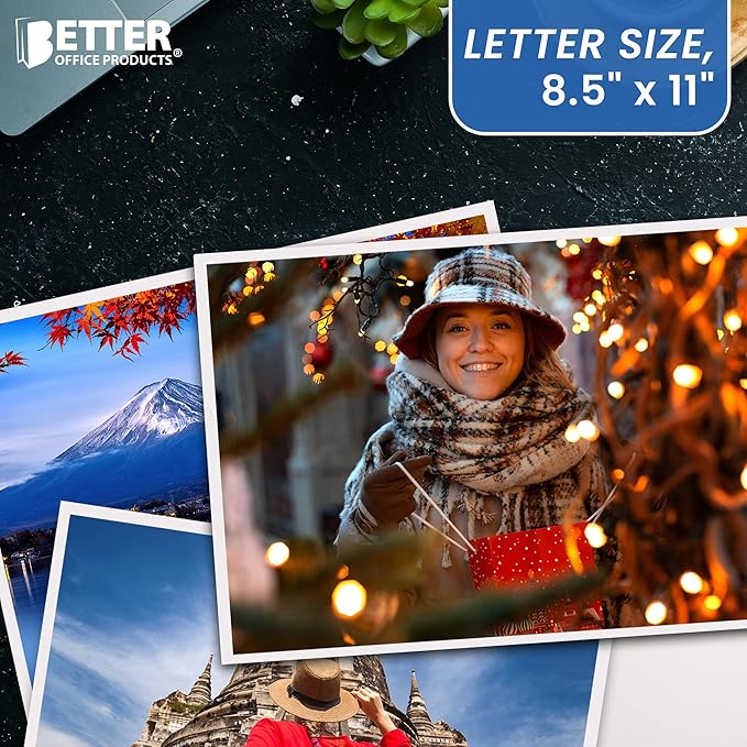 Better Office Products Glossy Photo Paper, 8.5 x 11 Inch, 30 Sheets, 200 gsm, Letter Size, 30-Count Pack