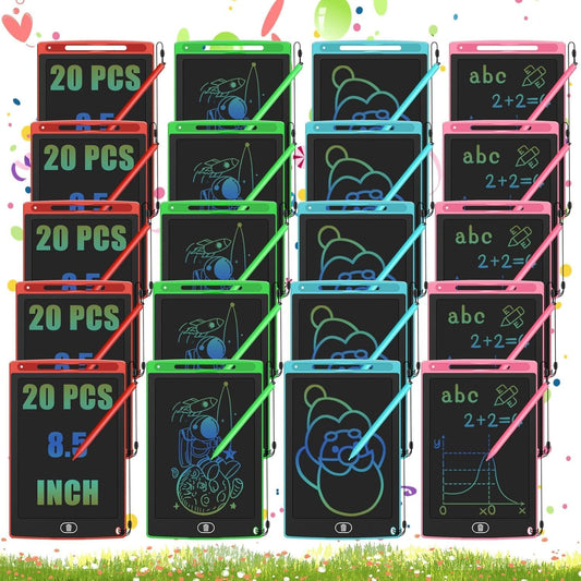 20 PCS LCD Writing Tablet for Kids Doodle Board 8.5" Colorful Screen Drawing Pads Reusable Drawing Writing Pad Learning Educational Toys for Kids Girls Boys 3-10