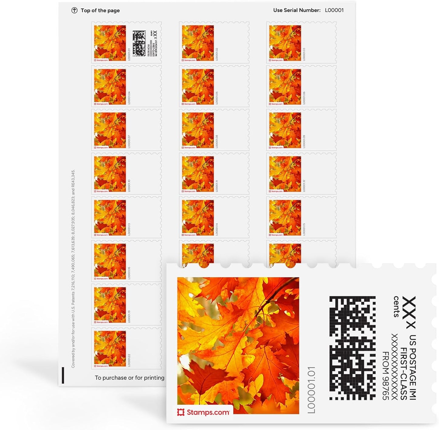 Turning Leaves NetStamps 1200-Pack (50 Sheets) Printable Postage Labels (Stamps.com Subscription Required) - Print Approved Postage - Inkjet & Laser Printers - Business, Personal, Home