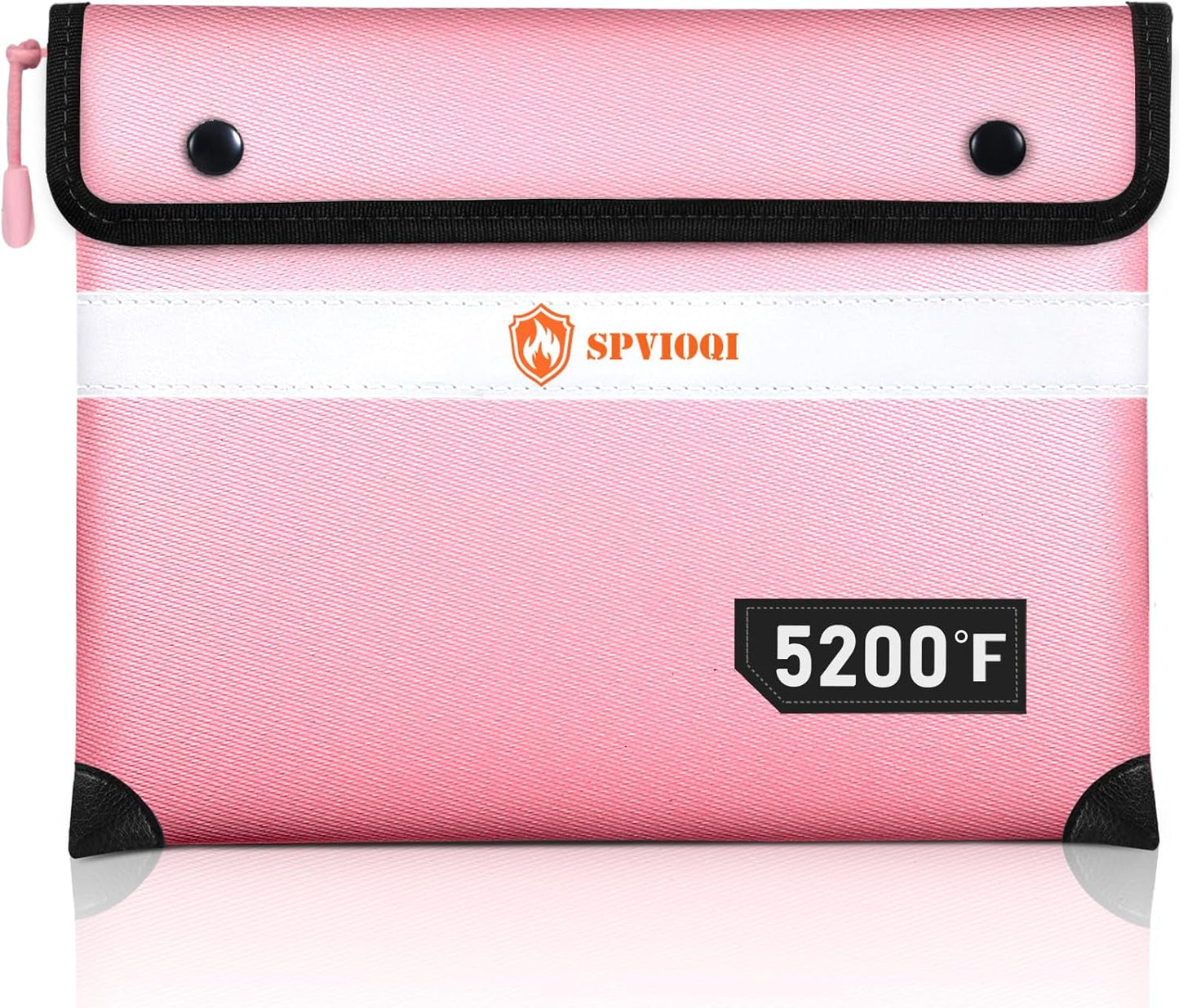 Upgraded Fireproof Document Bag 5200°F - with Heat Insulated, Fireproof Bag with Zipper/Reflective Strip, 9 Layers of Functional Materials, Fireproof Money Bag for Cash/Documents, Water Resistant Pink