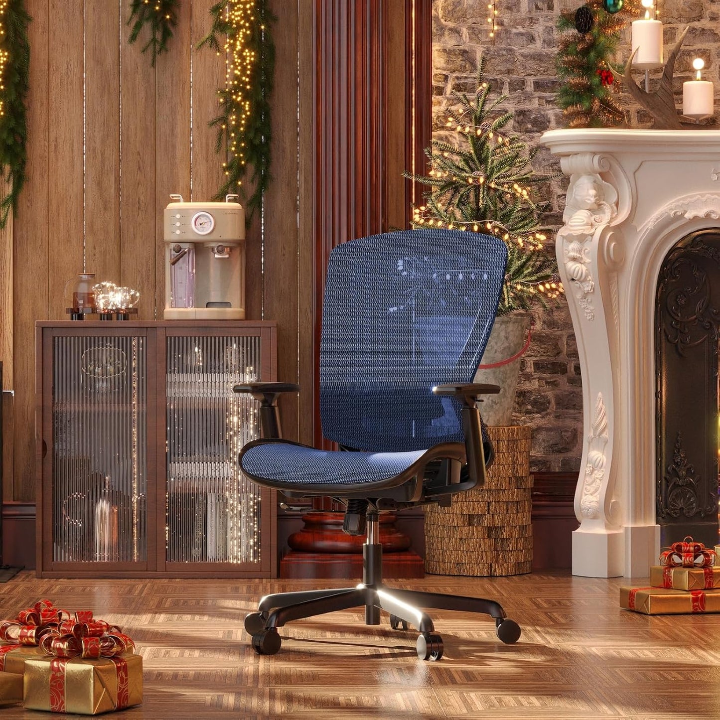 ELABEST Mesh Office Chair,Ergonomic Computer Desk Chair,Sturdy Task Chair- Adjustable Lumbar Support & Armrests,Tilt Function,Comfort Wide Seat,Swivel Home Office Chair (Blue)