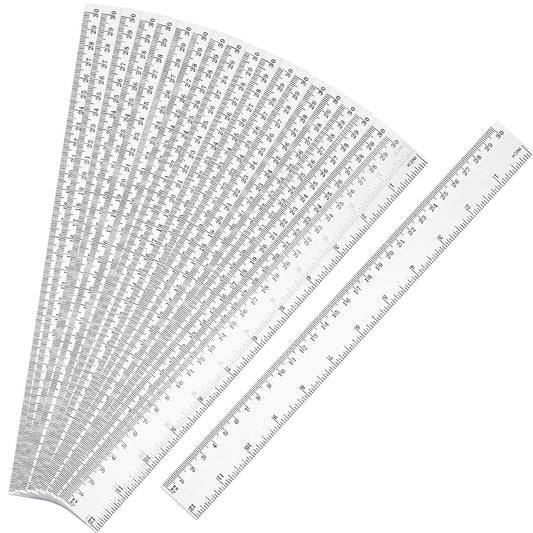 EBOOT 20 Pack Clear Plastic 12 Inch Straight Flexible Ruler with Inches and Metric for School, Classroom, Home, or Office